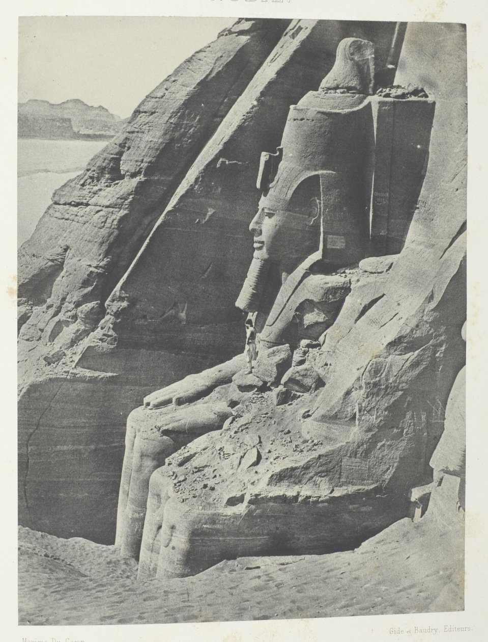 Ibsamboul, Koloss des östlichen Späos von Phrè, im Profil gesehen; Nubien, Tafel 104 aus dem Album "Ägypten, Nubien, Palästina und Syrien" (1852) von Maxime Du Camp