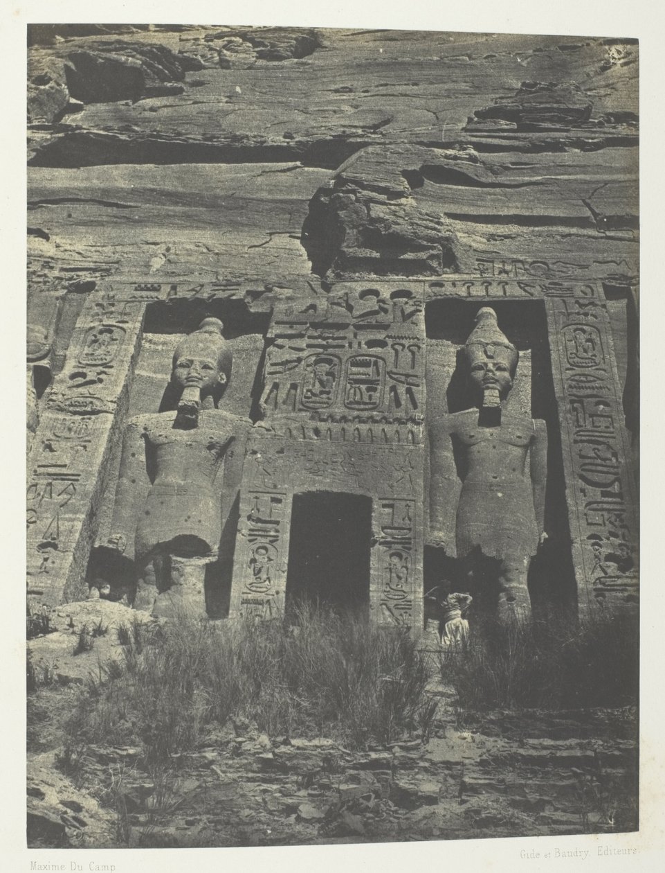Ibsamboul, Eingang des Spéos von Hathor; Nubien, Tafel 109 aus dem Album "Ägypten, Nubien, Palästina und Syrien" (1852) von Maxime Du Camp