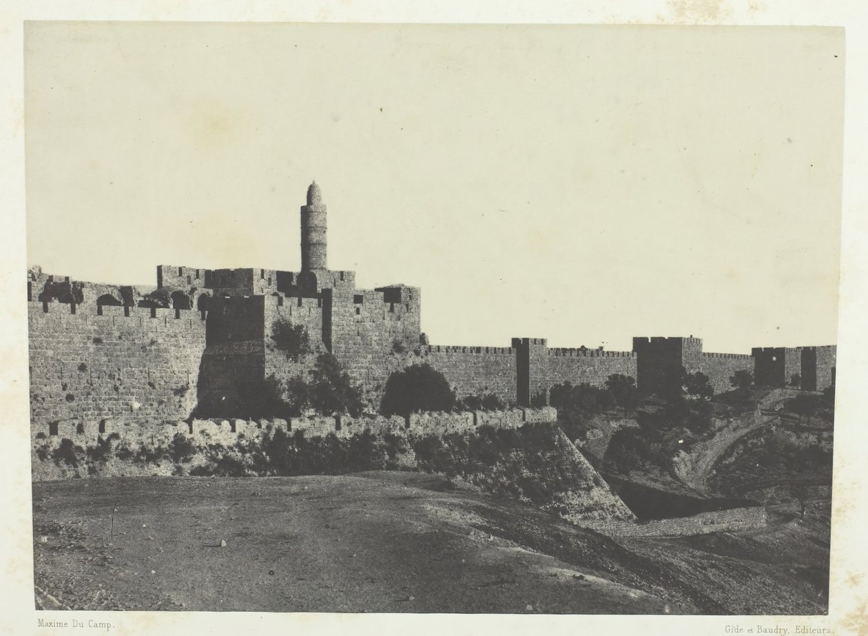 Jerusalem, westlicher Teil der Mauern, Palästina, 1849-51, gedruckt 1852 von Maxime Du Camp