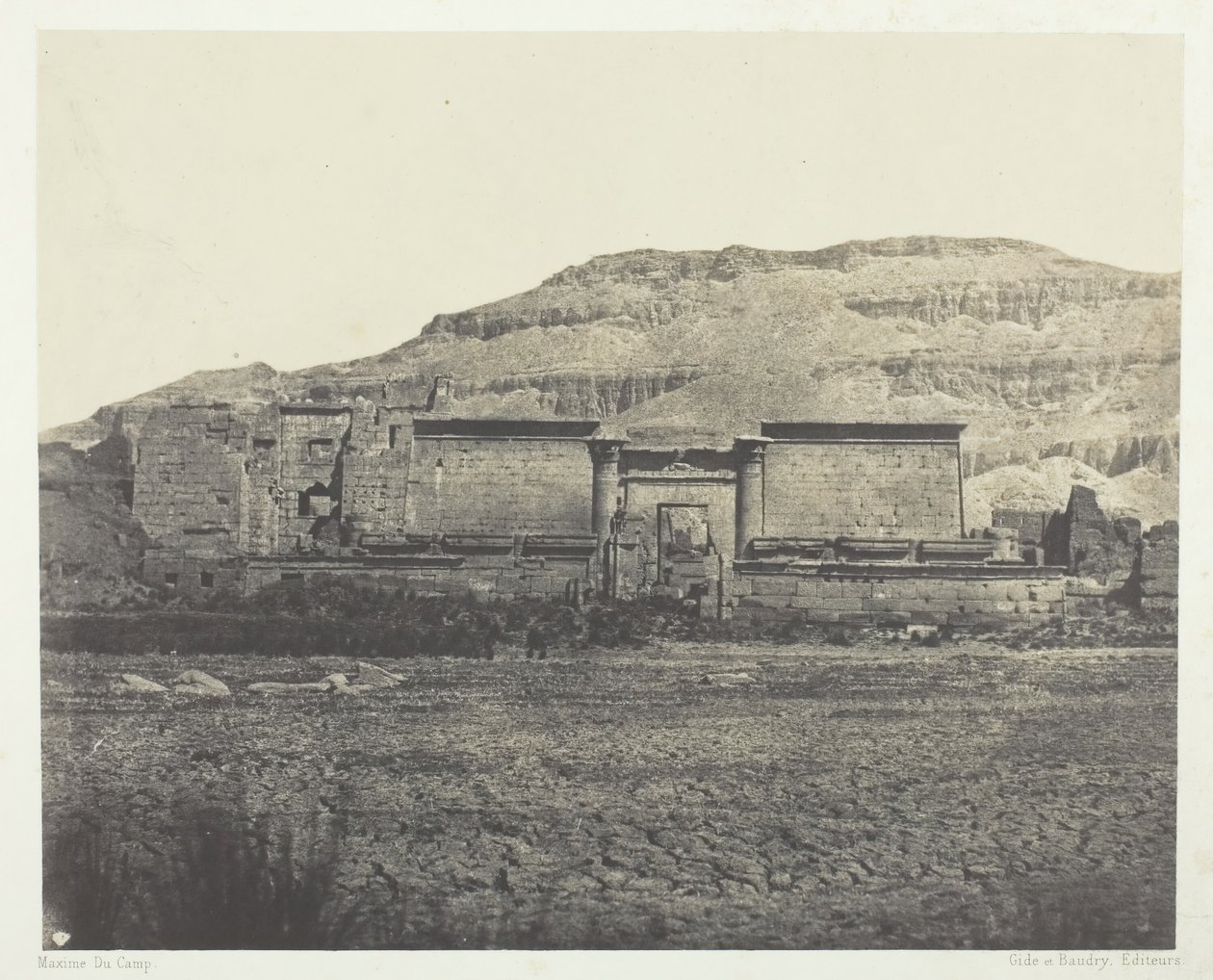 Médinet-Habou, Gesamtansicht der Ruinen, Theben, 1849-51, gedruckt 1852 von Maxime Du Camp