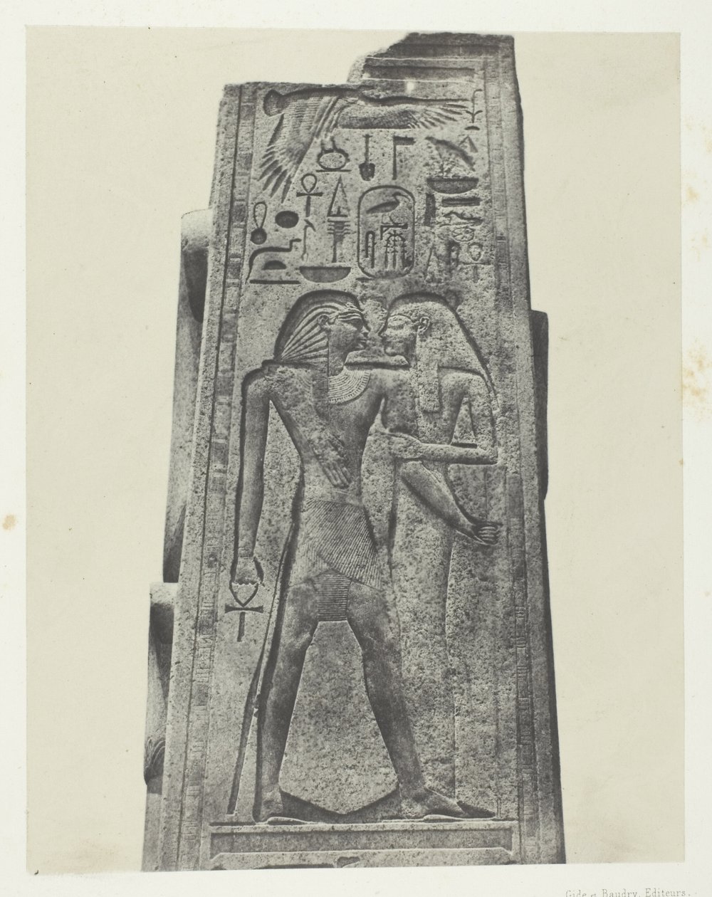 Palais de Karnak, Säule vor dem Granitheiligtum; Theben von Maxime Du Camp