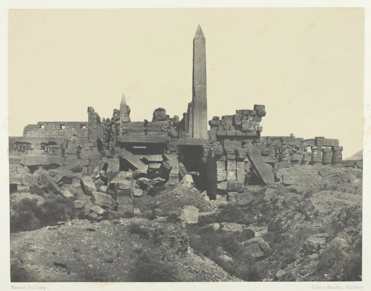 Palais de Karnak, Granitheiligtum und Hypostylhalle, Theben, 1849-51, gedruckt 1852 von Maxime Du Camp