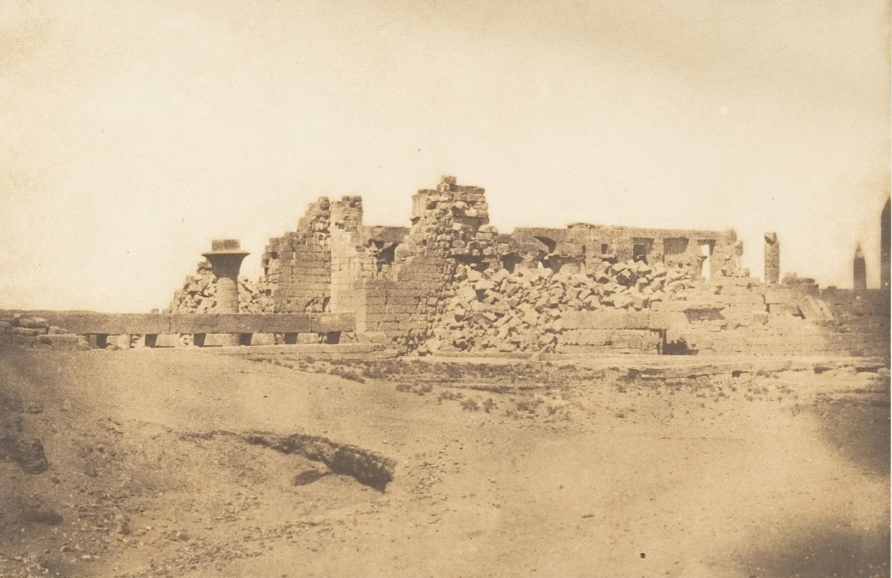 Ruinen der Hypostylhalle des Palastes von Karnak - Ansicht von Südwesten, 1849-50 von Maxime Du Camp