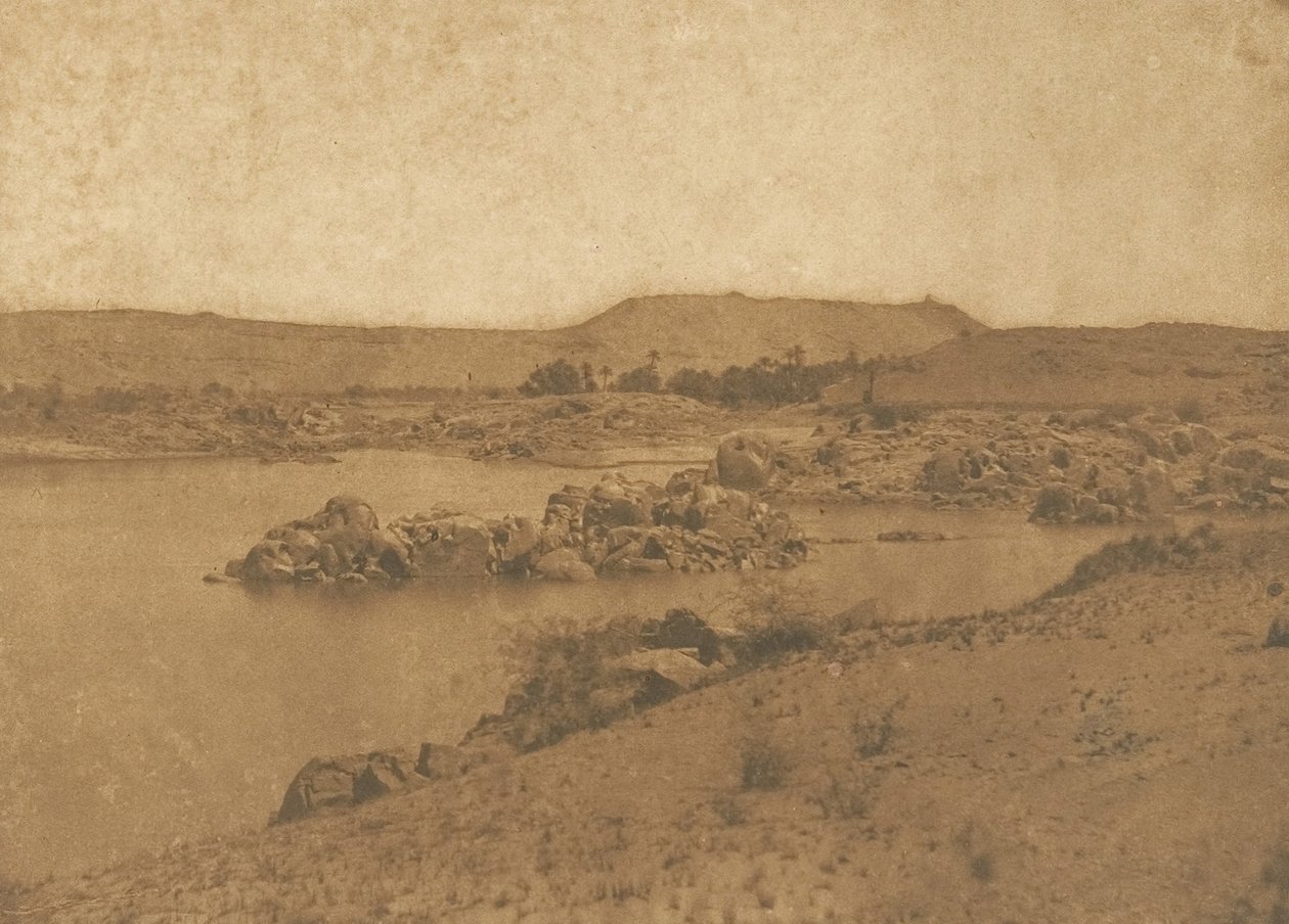 Ansicht des ersten Katarakts, vom Westen aus gesehen, zwischen Assuan und Philae, 1849-50 von Maxime Du Camp