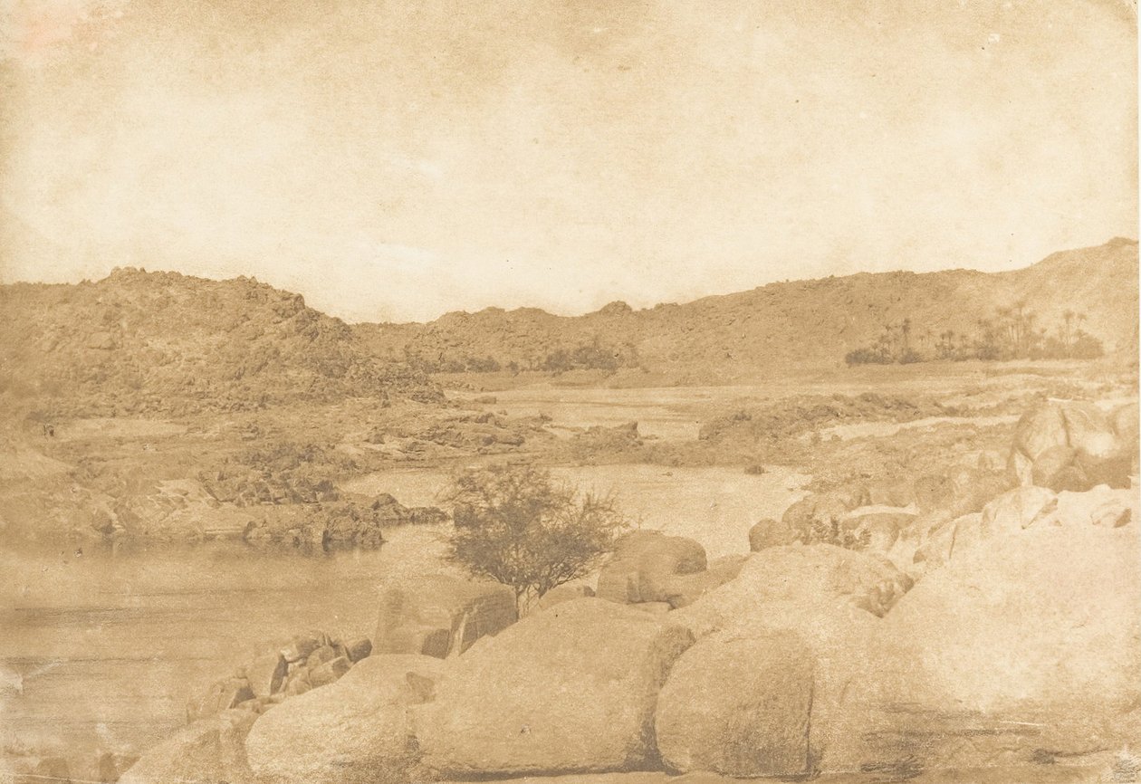 Ansicht von der ersten Katarakt, rechte Uferseite, 1849-50 von Maxime Du Camp