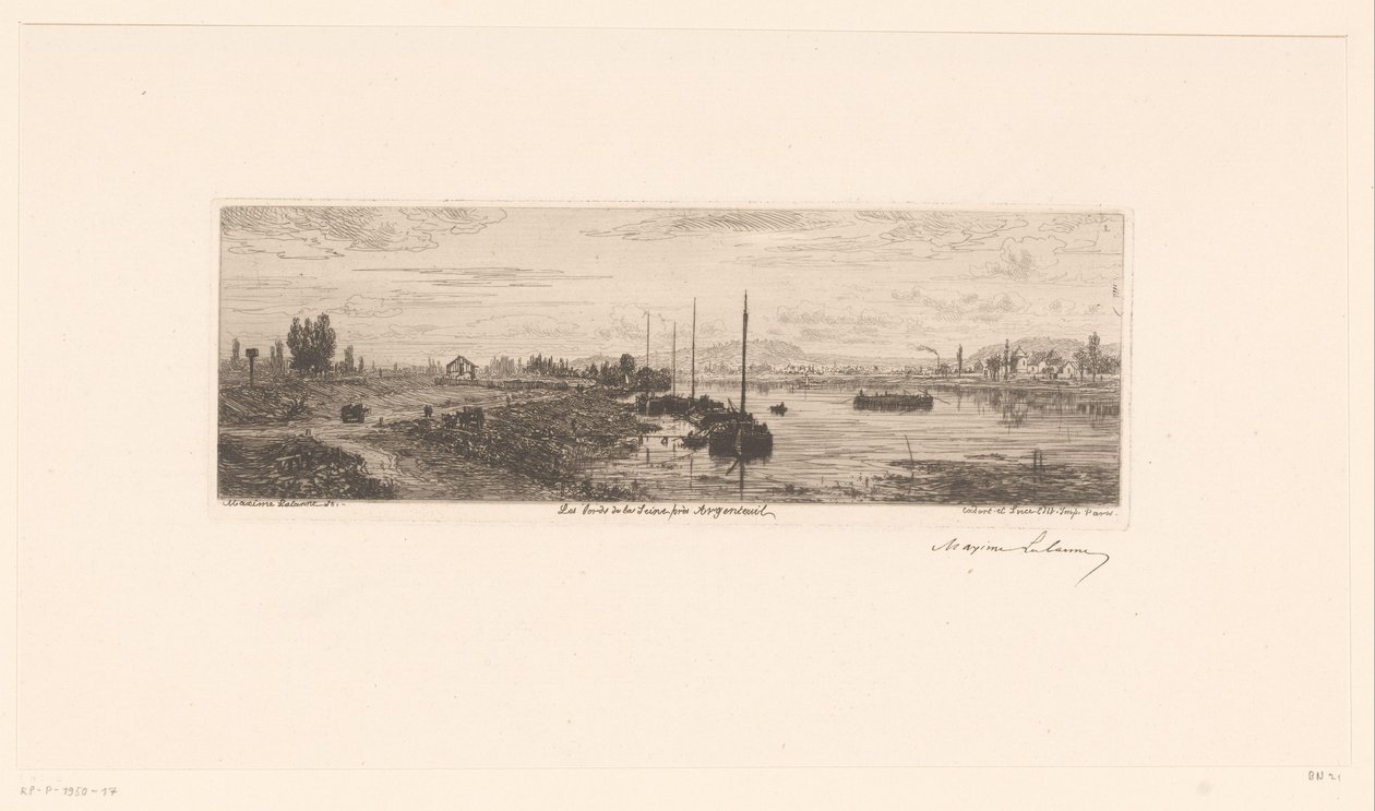 Ansicht der Seine in der Nähe von Argenteuil von Maxime François Antoine Lalanne (signed by artist)