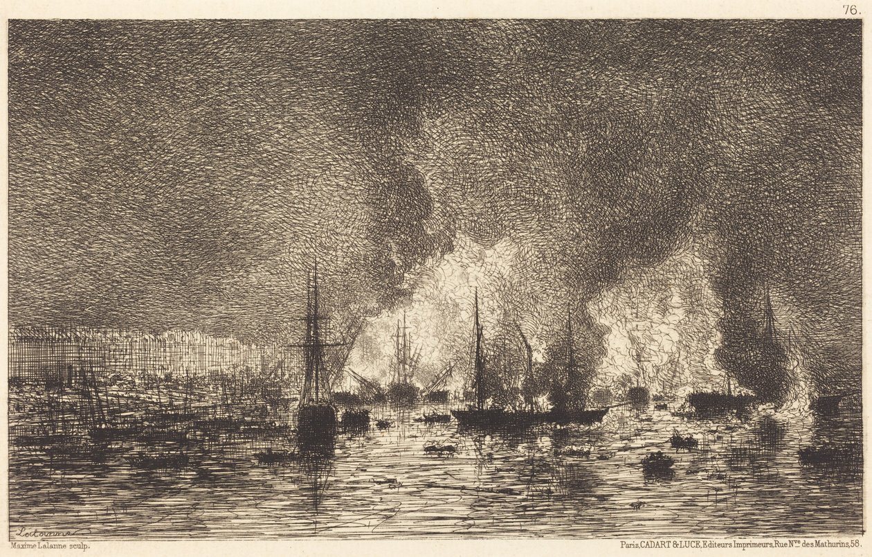 Brand im Hafen von Bordeaux von Maxime Lalanne