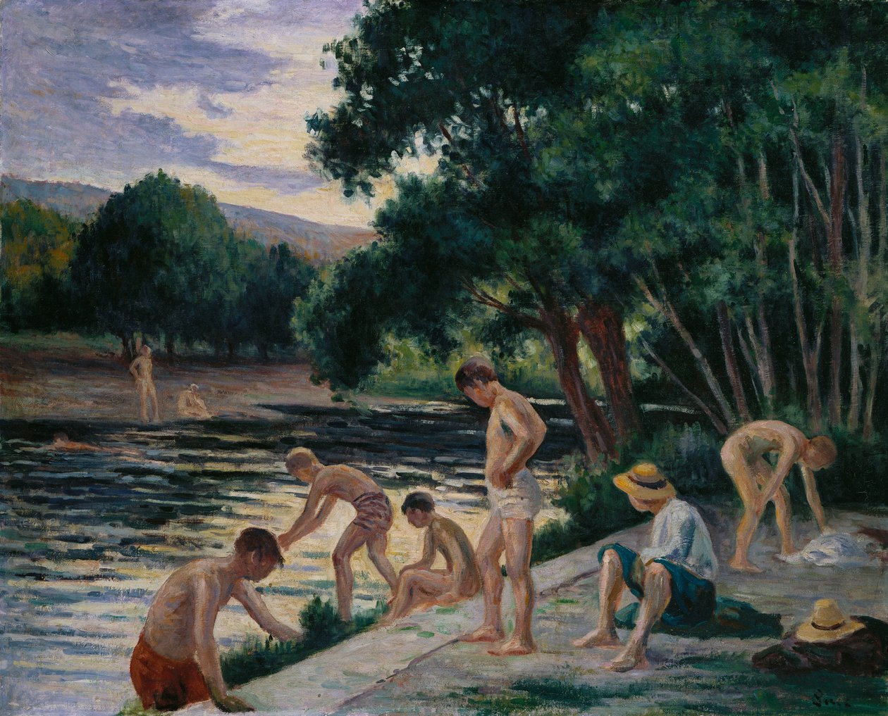 Badende am Ufer der Cure von Maximilien Luce
