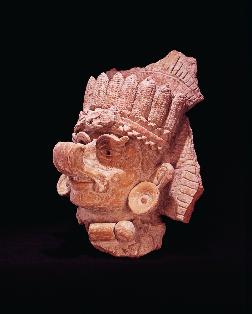 Kopf des Maya-Maisgottes, Oaxaca, ca. 500 n. Chr. (Irdenware) von Mayan
