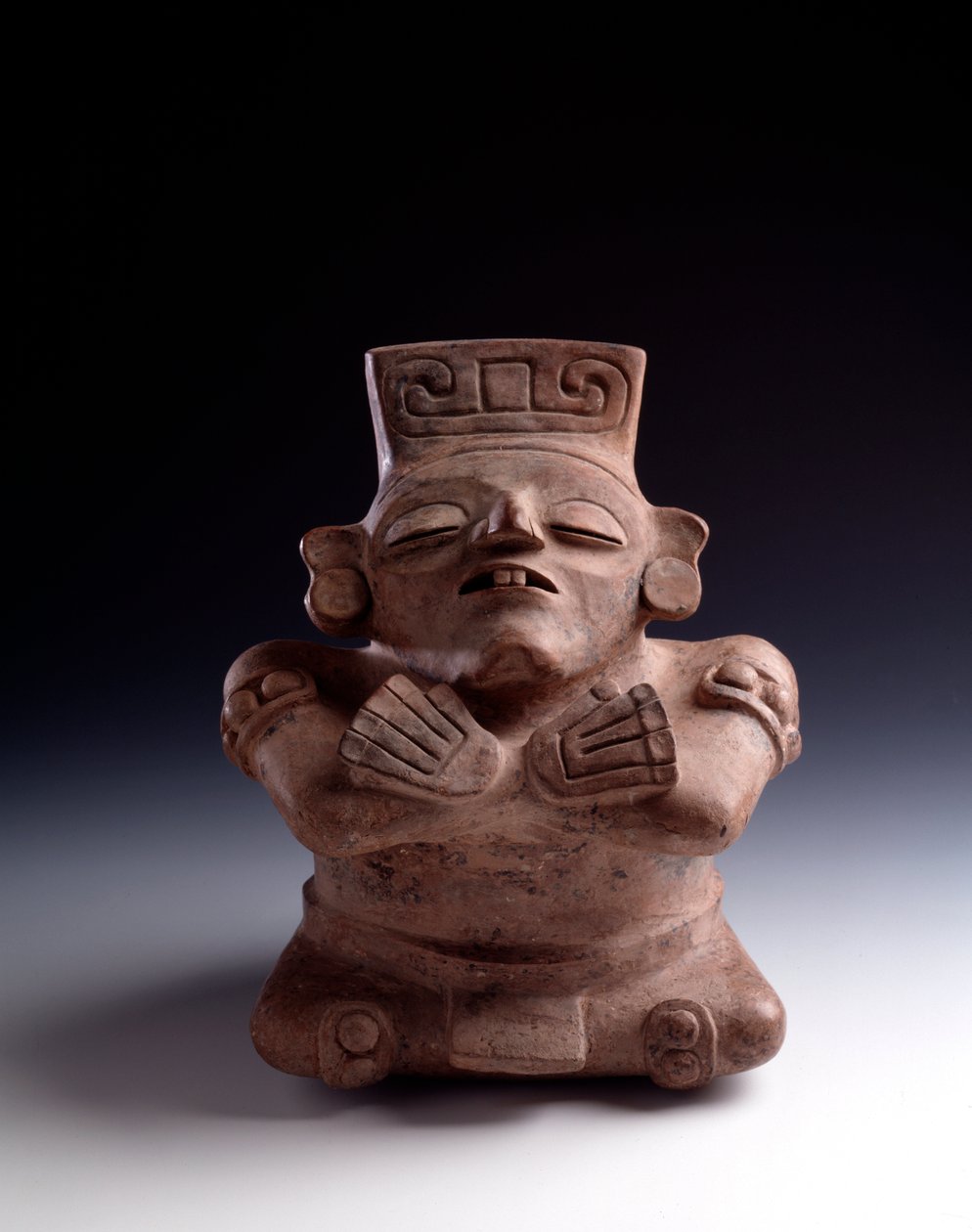 Präkolumbische Kunst, Maya-Zivilisation, klassische Periode: Anthropomorphe Tonvase von Mayan Mayan