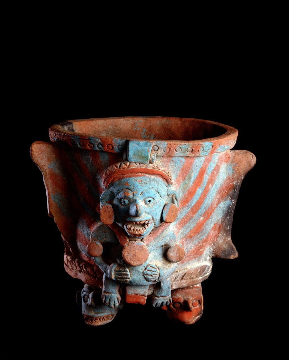 Präkolumbische Kunst, Maya-Zivilisation, postklassische Periode: Dreifußvase mit Tonräucherwerk von Mayan Mayan