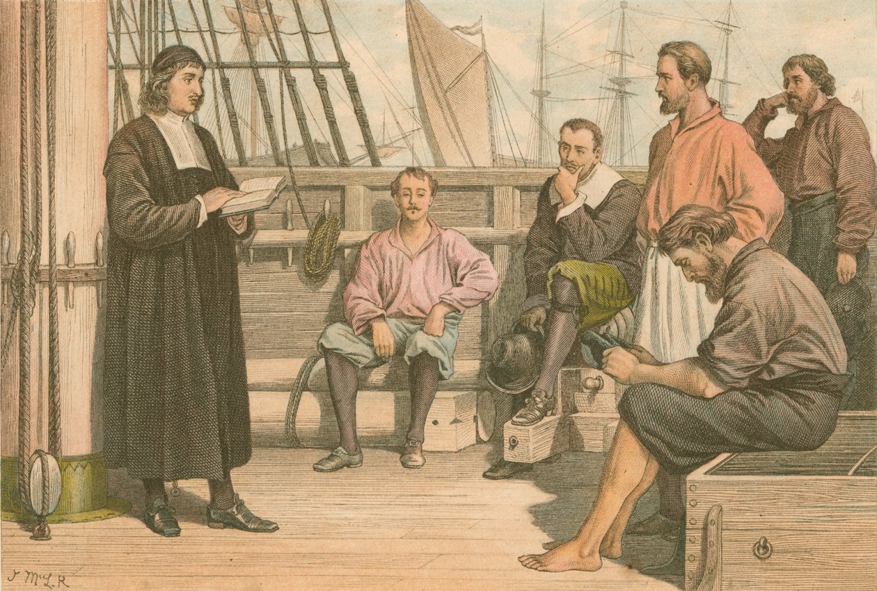 McWard predigt den Seeleuten in Rotterdam (farbige Gravur) von McLaren John Ralston