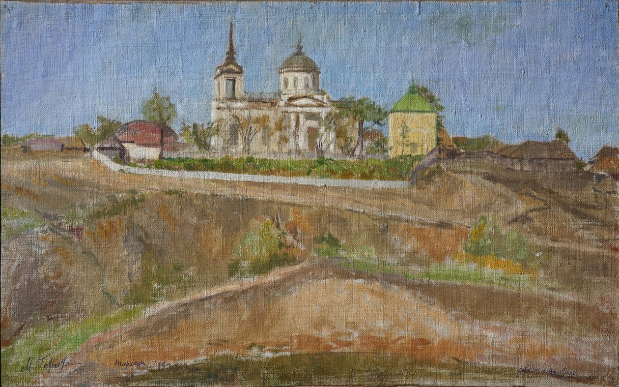 Tarkhany. Blick auf die Kirche des Erzengels Michael, 1938 von Meer Michailovich Gokhstein