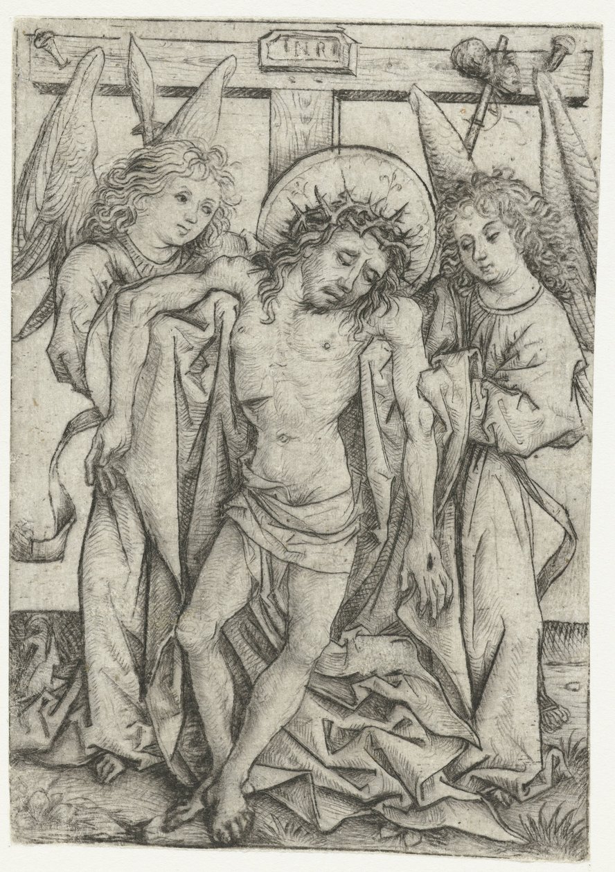 Der Leib Christi, unterstützt von zwei Engeln von Meester van het Amsterdamse Kabinet
