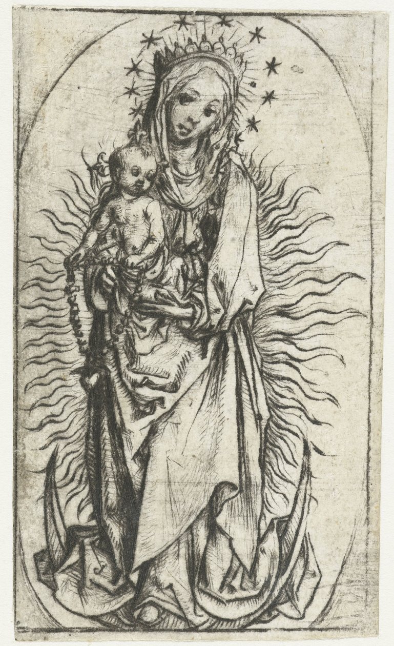 Madonna mit Sternenkrone und Rosenkranz auf der Mondsichel von Meester van het Amsterdamse Kabinet