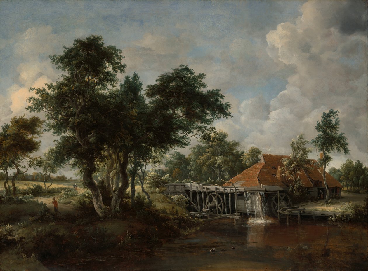 Die Wassermühle mit dem großen roten Dach, 1662-65 von Meindert Hobbema