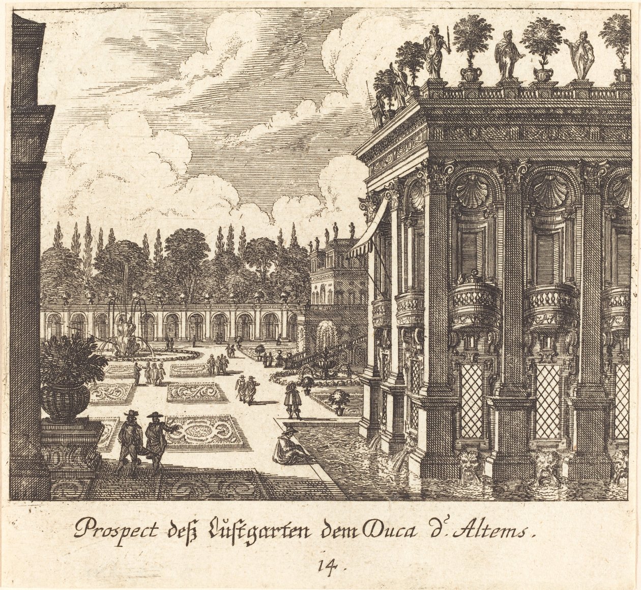 Gärten, Herzog von Altems von Melchior Küsel after Johann Wilhelm Baur