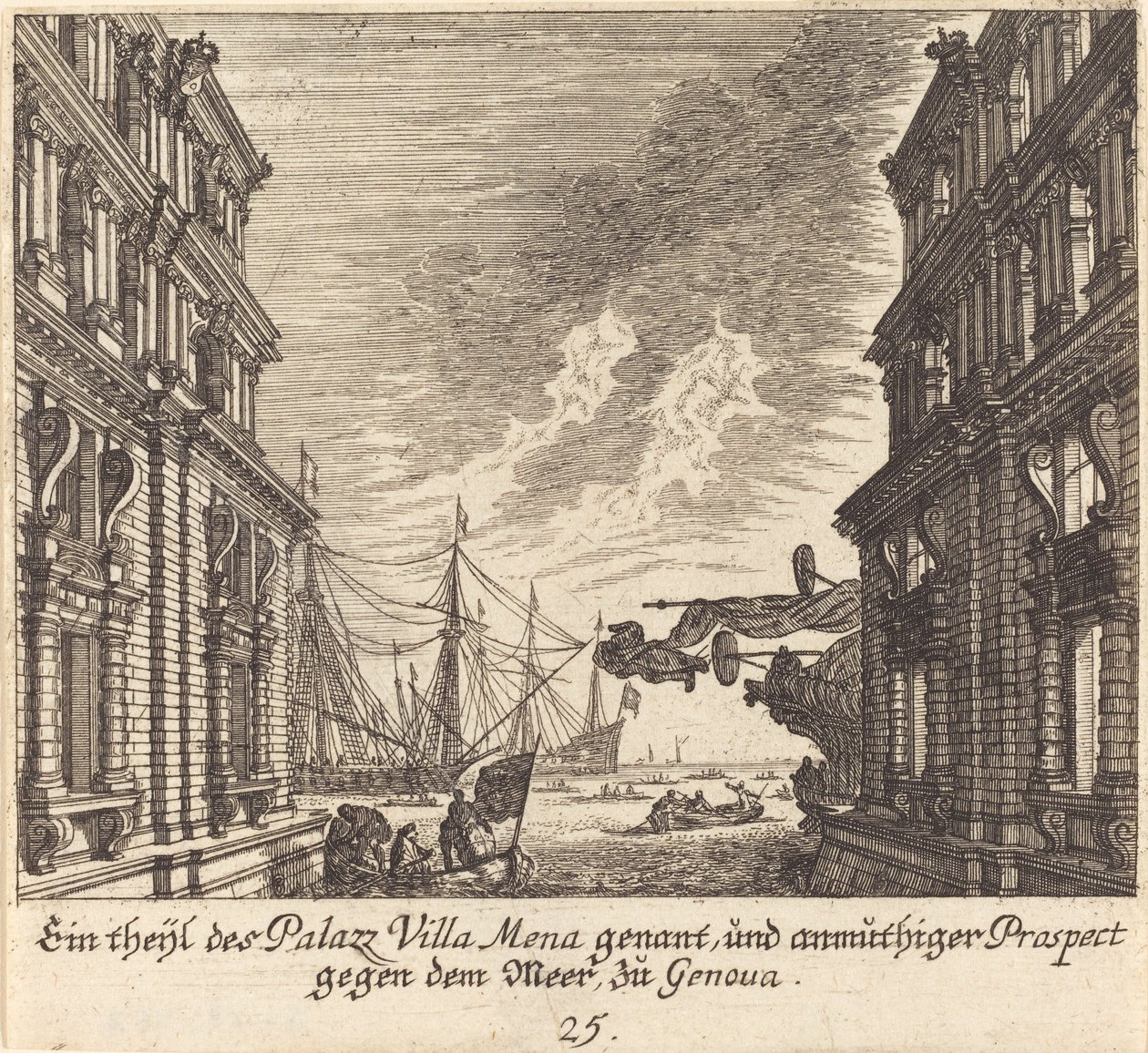 Palazzo Villamena, Genua von Melchior Küsel after Johann Wilhelm Baur
