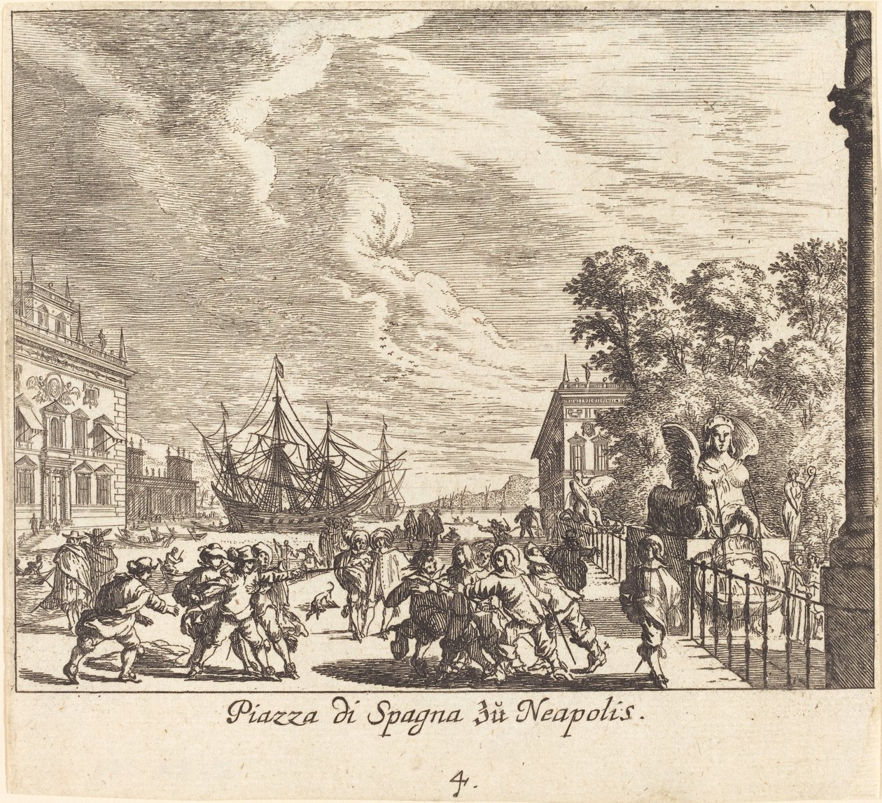 Piazza di Spagna, Neapel von Melchior Küsel after Johann Wilhelm Baur