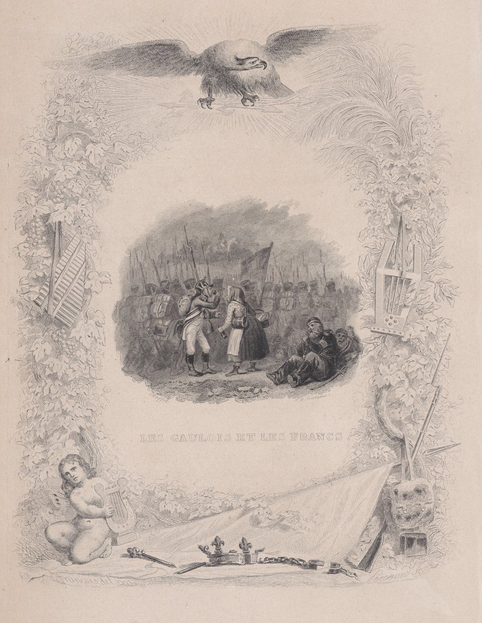Die Gallier und die Franken, aus The Songs of Béranger, 1829 von Melchior Peronard