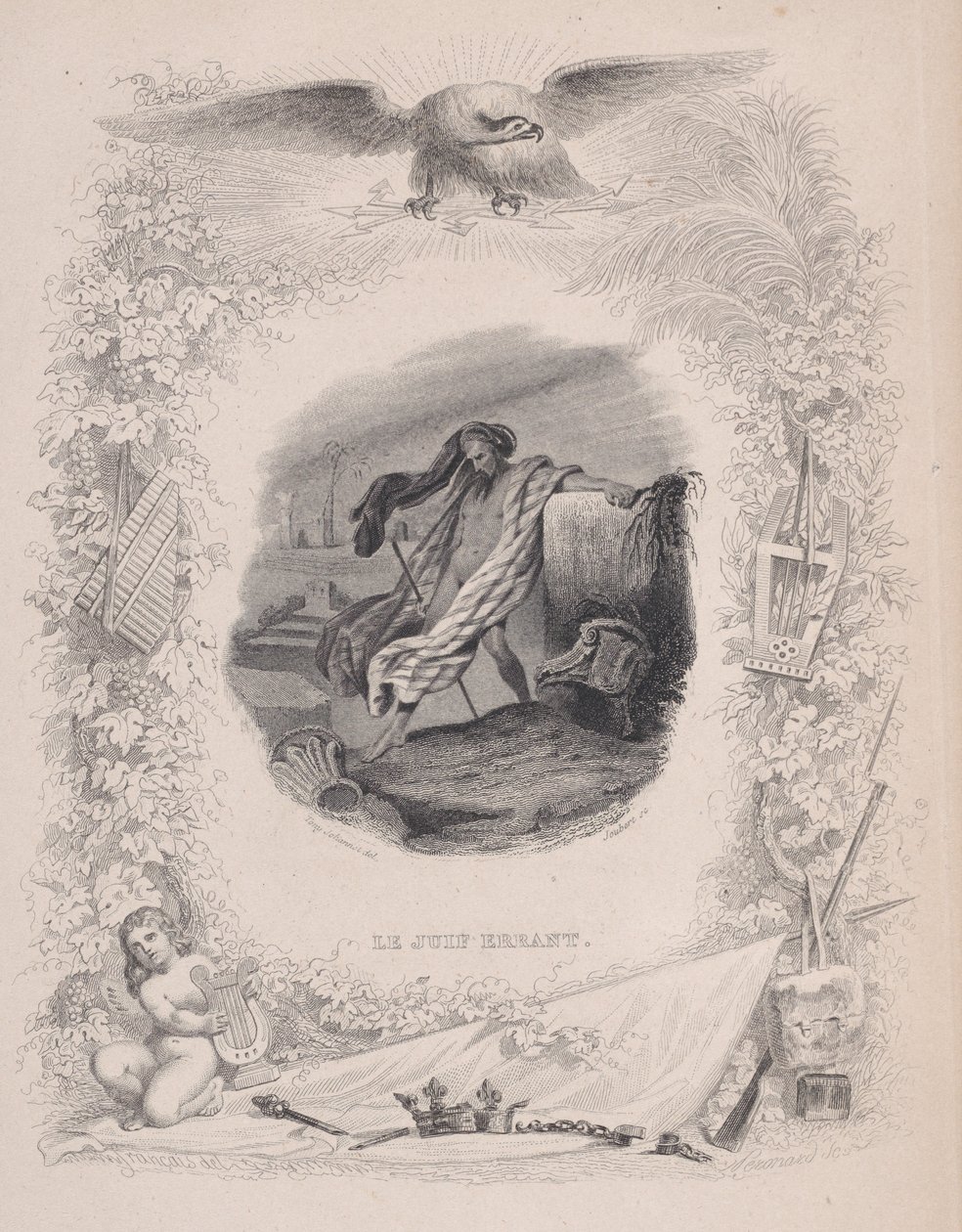 Der ewige Jude, aus Die Lieder von Béranger, 1829 von Melchior Péronard, Joubert