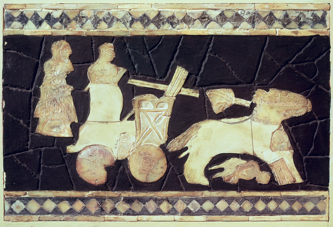 Kriegsschariot, gezogen von zwei Pferden, 2800-2300 v. Chr. von Mesopotamian