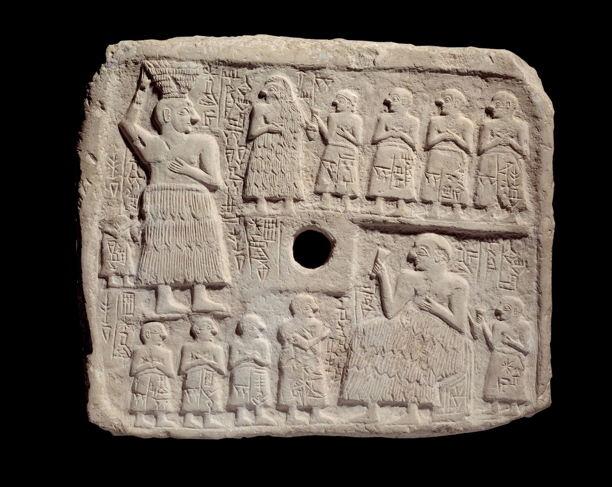 Mesopotamien: Flachrelief in Kalkstein von Ur-Nanshe, König von Lagash. Sumerische Periode von Mesopotamian Mesopotamian