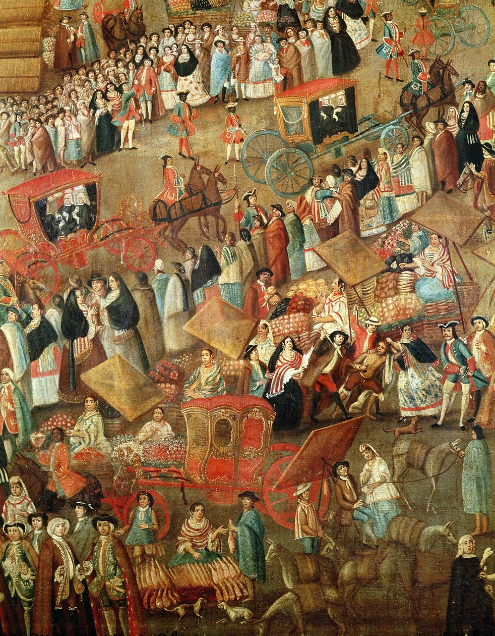 Plaza Mayor in Mexiko, Detail der Kutschen von Mexican School