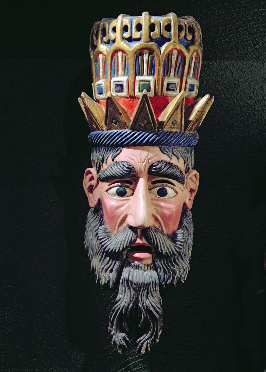 Maske eines Königs-Magus für Prozessionen zur Feier des Festes der Epiphanie in Mexiko am 6. Januar von Mexican School
