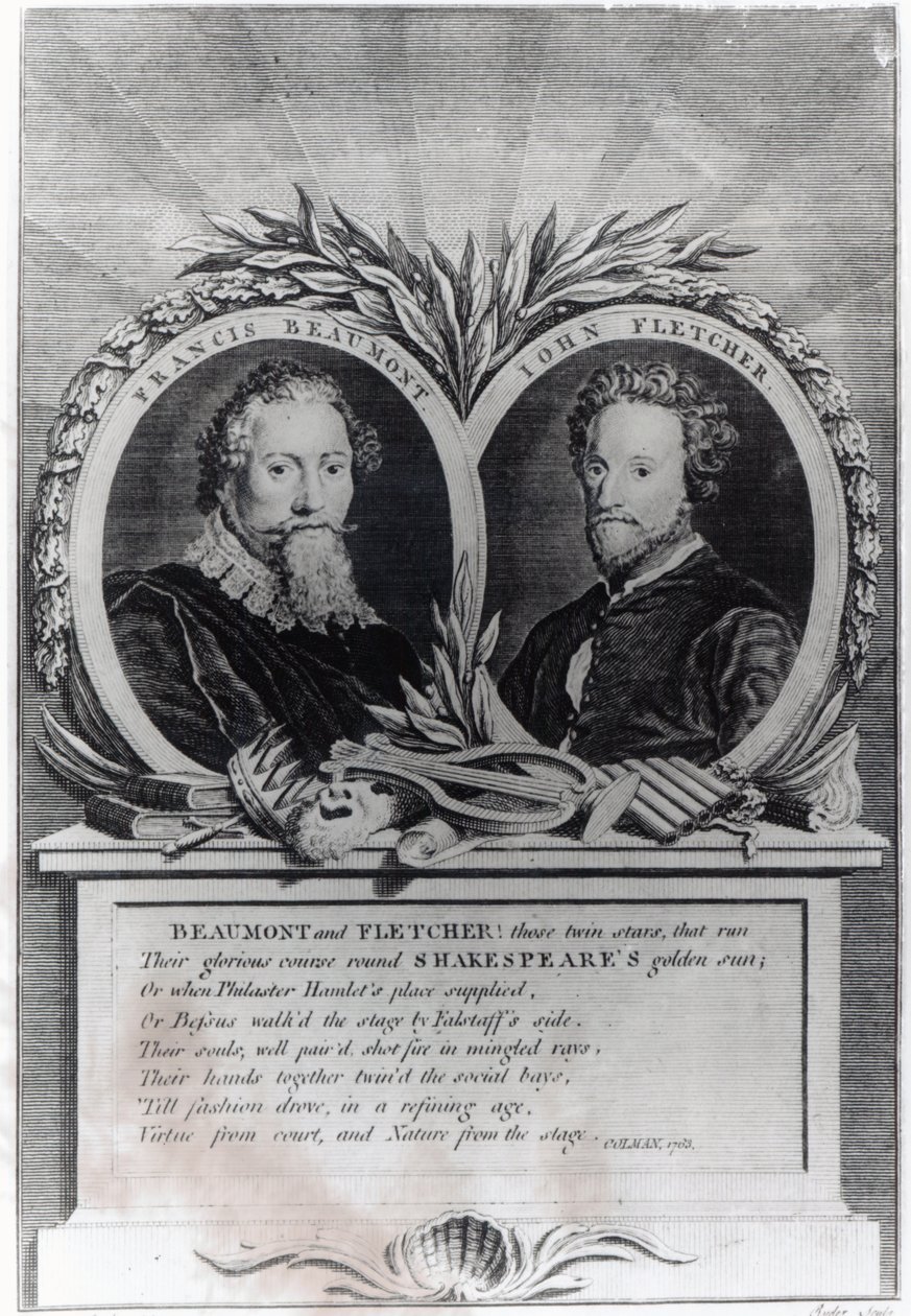 Francis Beaumont und John Fletcher, graviert von T. Ryder von Michael Rooker