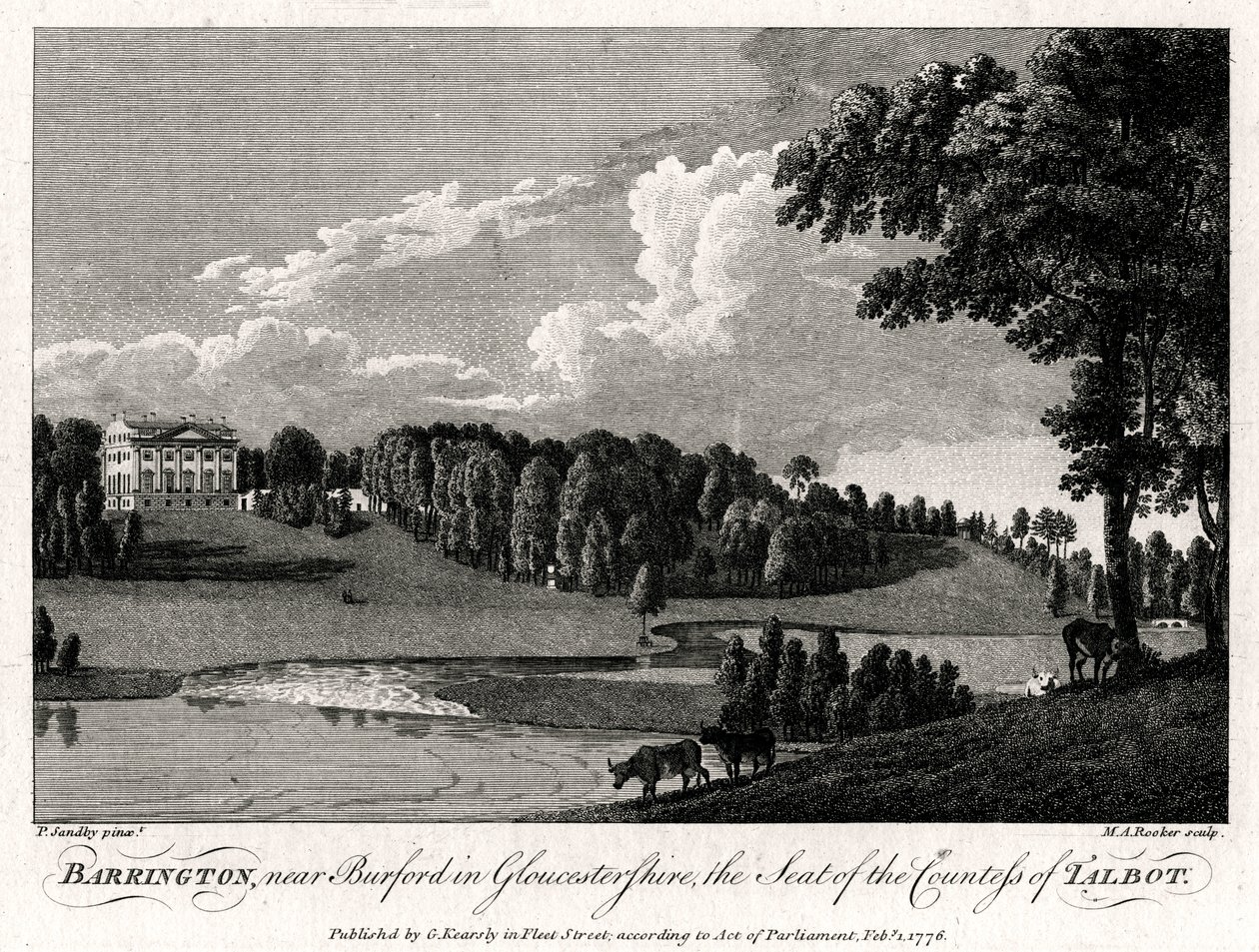 Barrington, nahe Burford in Gloucestershire, der Sitz der Gräfin von Talbot von Michael Angelo Rooker