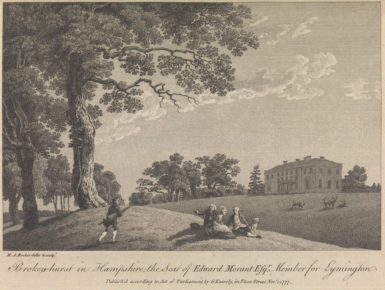 Broken-hurst in Hampshire, Der Sitz von Edward Morant, Esquire, Mitglied für Lymington (veröffentlicht von G. Kearsly); Seite 43 (Band Eins) von Michael Angelo Rooker