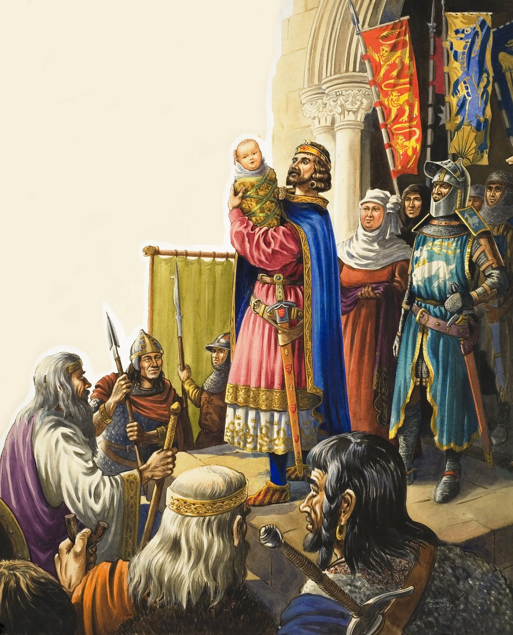 König Eduard I. (1239-1307) präsentiert seinen neugeborenen Sohn von Michael Godfrey