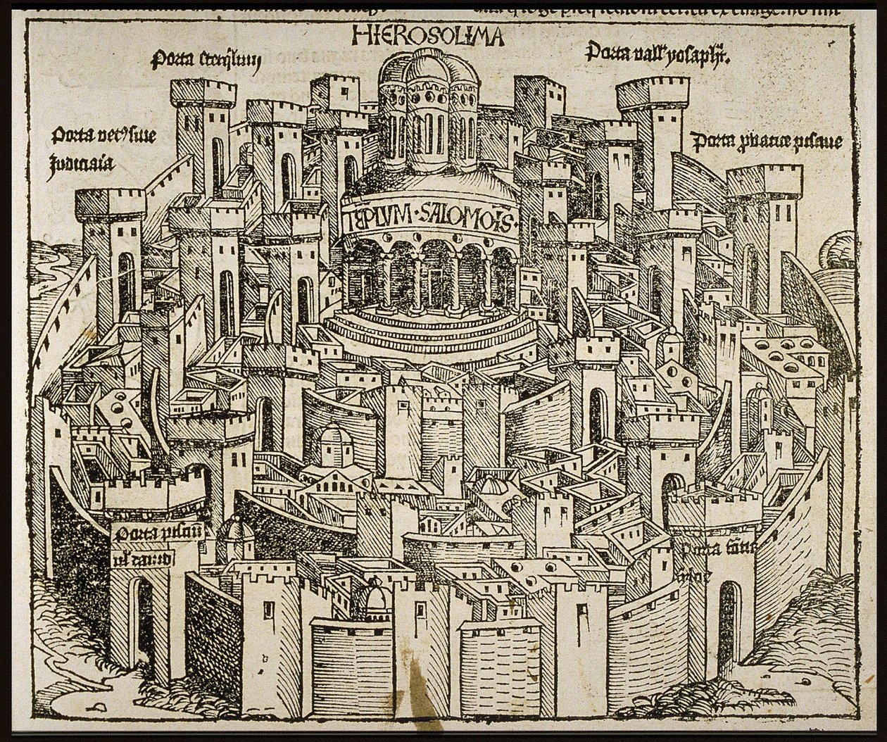 Jerusalem aus der Schedelschen Weltchronik, um 1493 von Michael Wolgemut