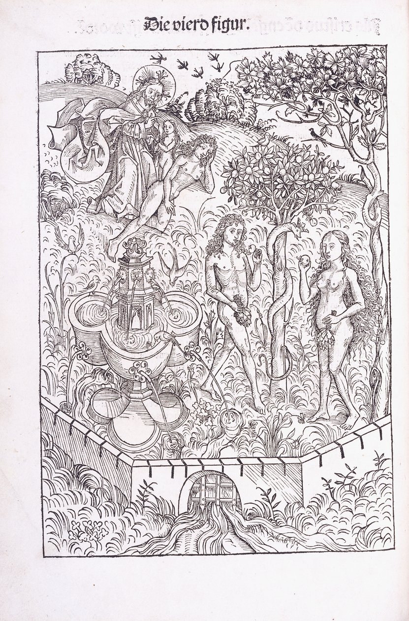 Adam und Eva im Garten Eden, 1491 von Michael Wolgemuth