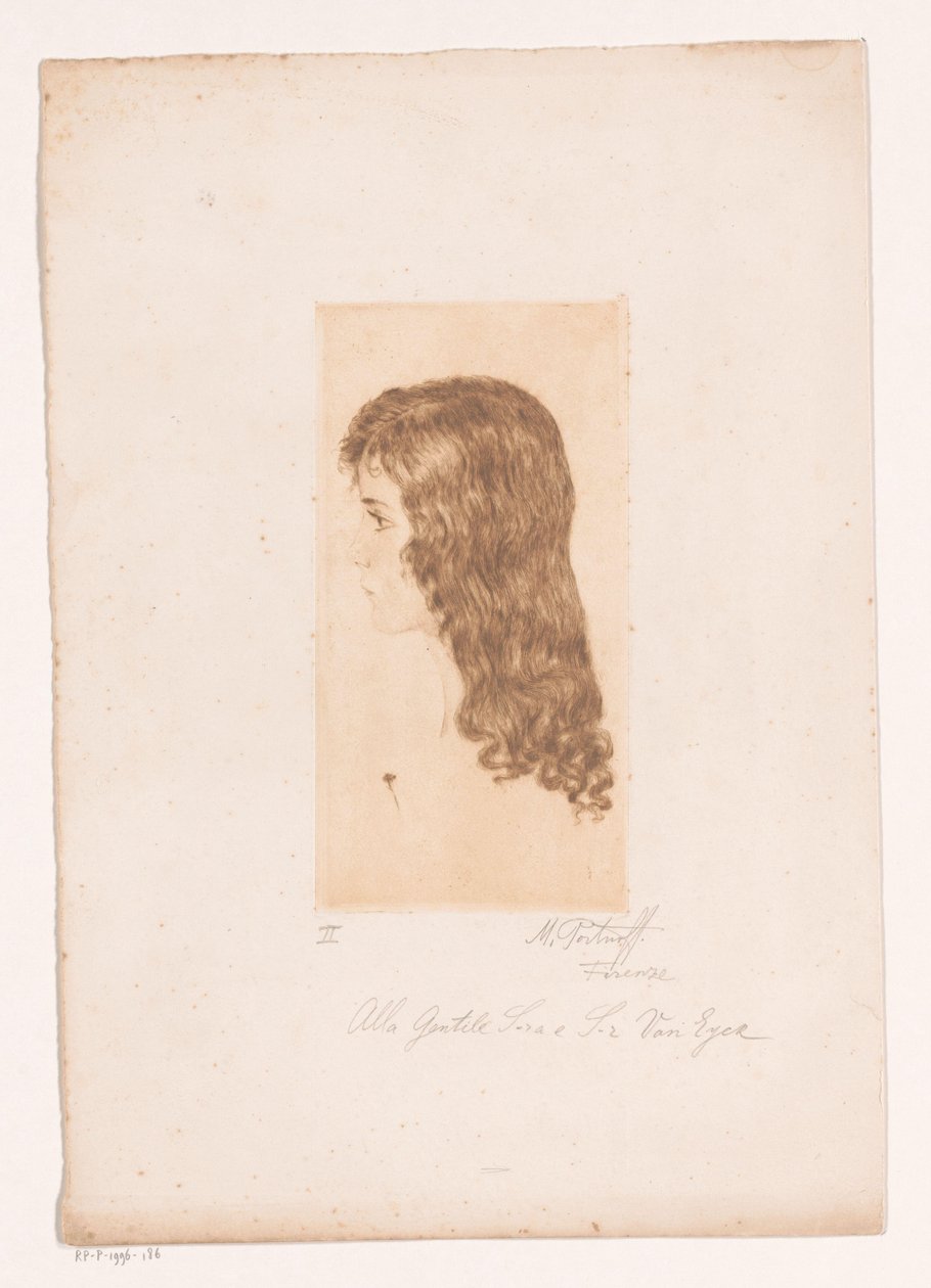 Mädchenkopf mit langem Haar im Profil von Michal Portnoff (signed by artist)