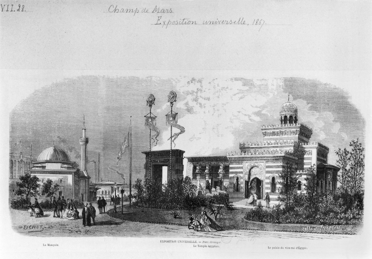 Die ausländischen und östlichen Abteilungen der Weltausstellung auf dem Champ-de-Mars in Paris, Juni 1867 von Michel Charles Fichot