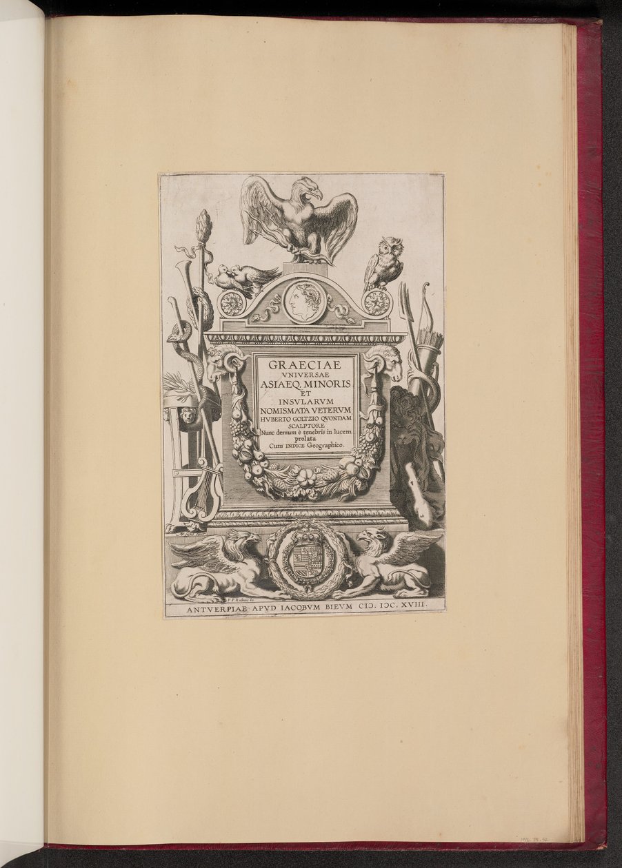 Titelseite für Hubert Goltzius, Graeciae Vniversae Asiaeq. Minoris et Insularum Nomismata von Michel Lasne after Sir Peter Paul Rubens