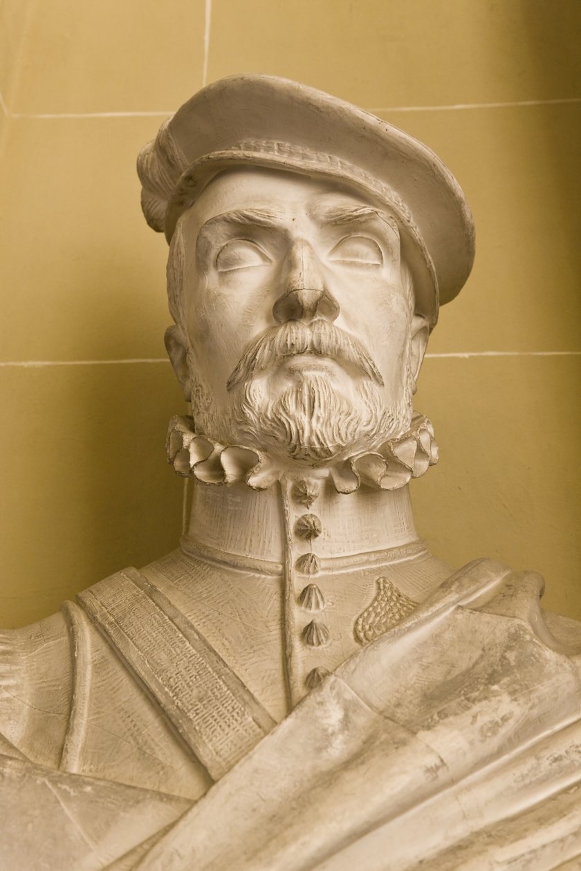 Kopie einer Porträtbüste von Hernan Cortes (Gips) von Victor Louis