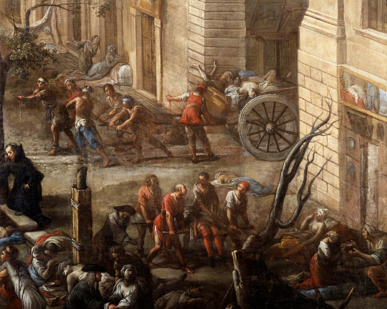 Ansicht des Rathauses (von Marseille) während der Pest von 1720 von Michel Serre