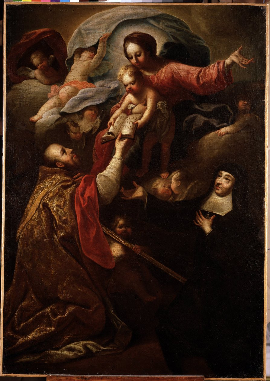 Maria mit Kind, Heiliger Franz von Sales und Heilige Jeanne de Chantal von Michel Serre
