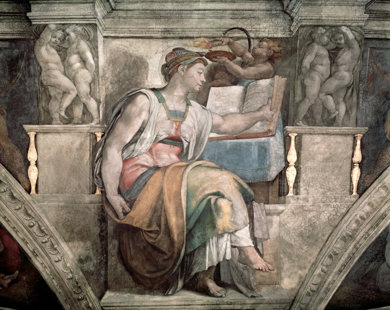 Sixtinische Kapelle Decke: Erythräische Sibylle, 1508-12 von Michelangelo Buonarroti