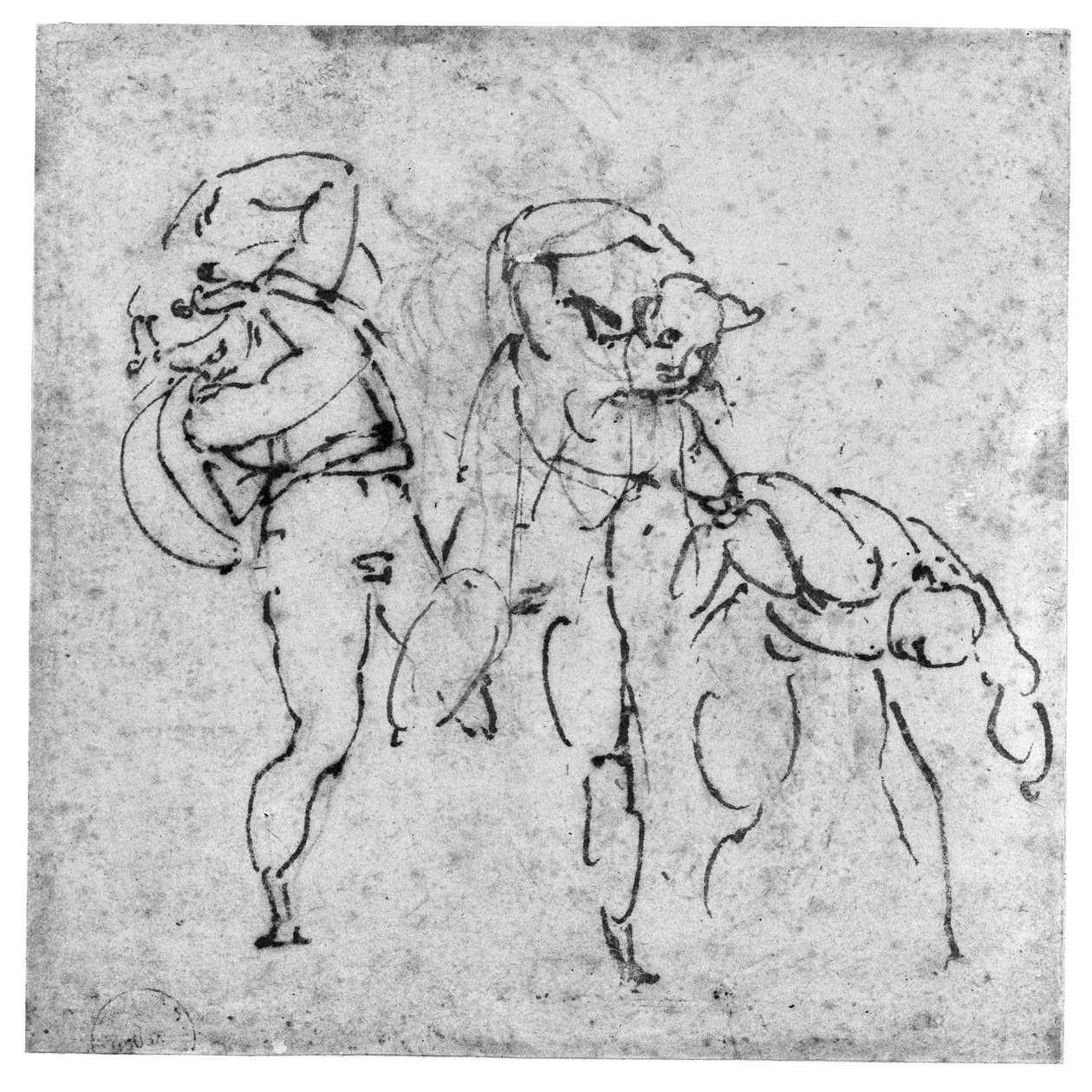 Studie von drei Figuren, ca. 1517-20 von Michelangelo Buonarroti