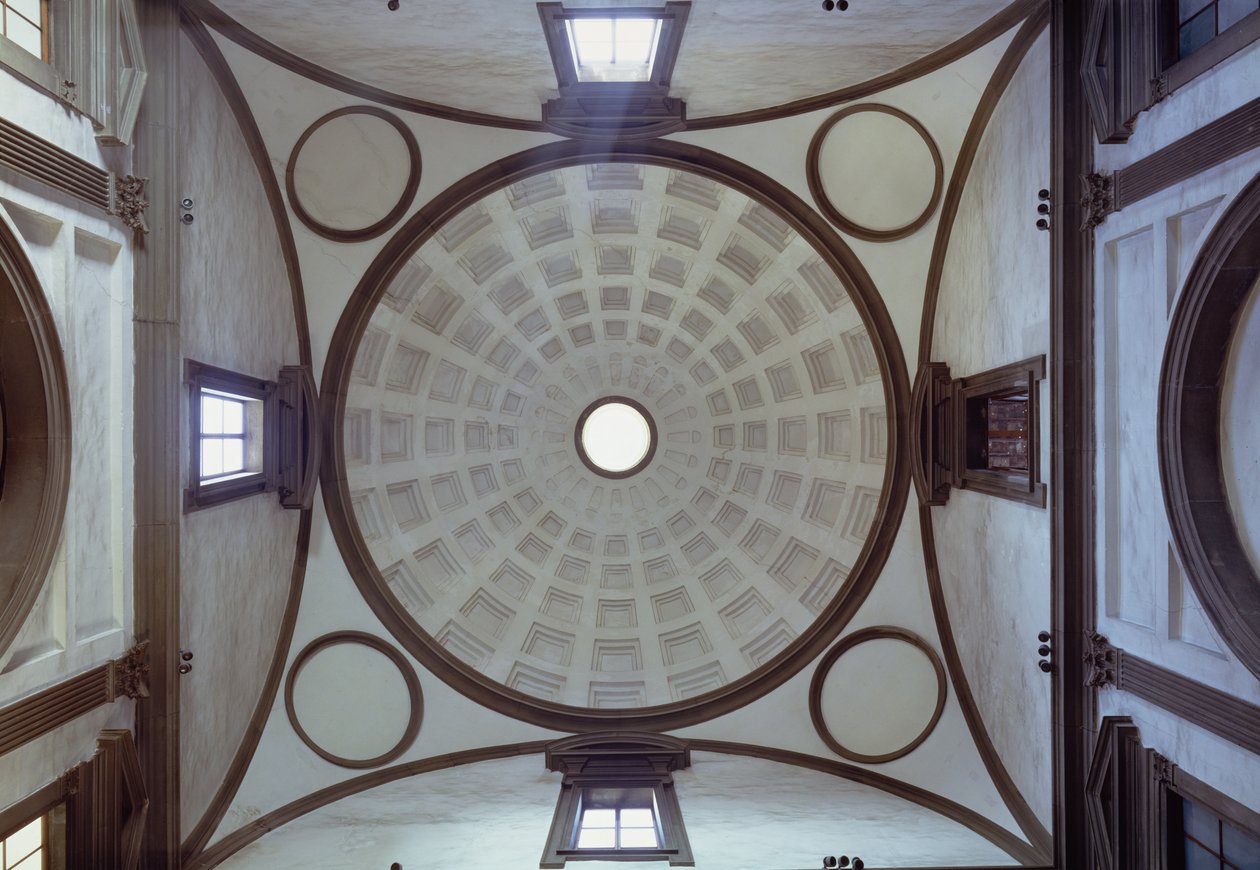 Ansicht der Kuppel in der Neuen Sakristei, 1520-24 und 1530-33 von Michelangelo Buonarroti