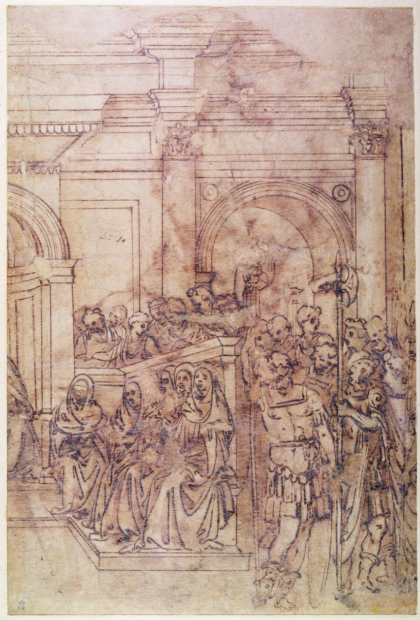 W.29 Skizze einer Menschenmenge für eine klassische Szene von Michelangelo Buonarroti