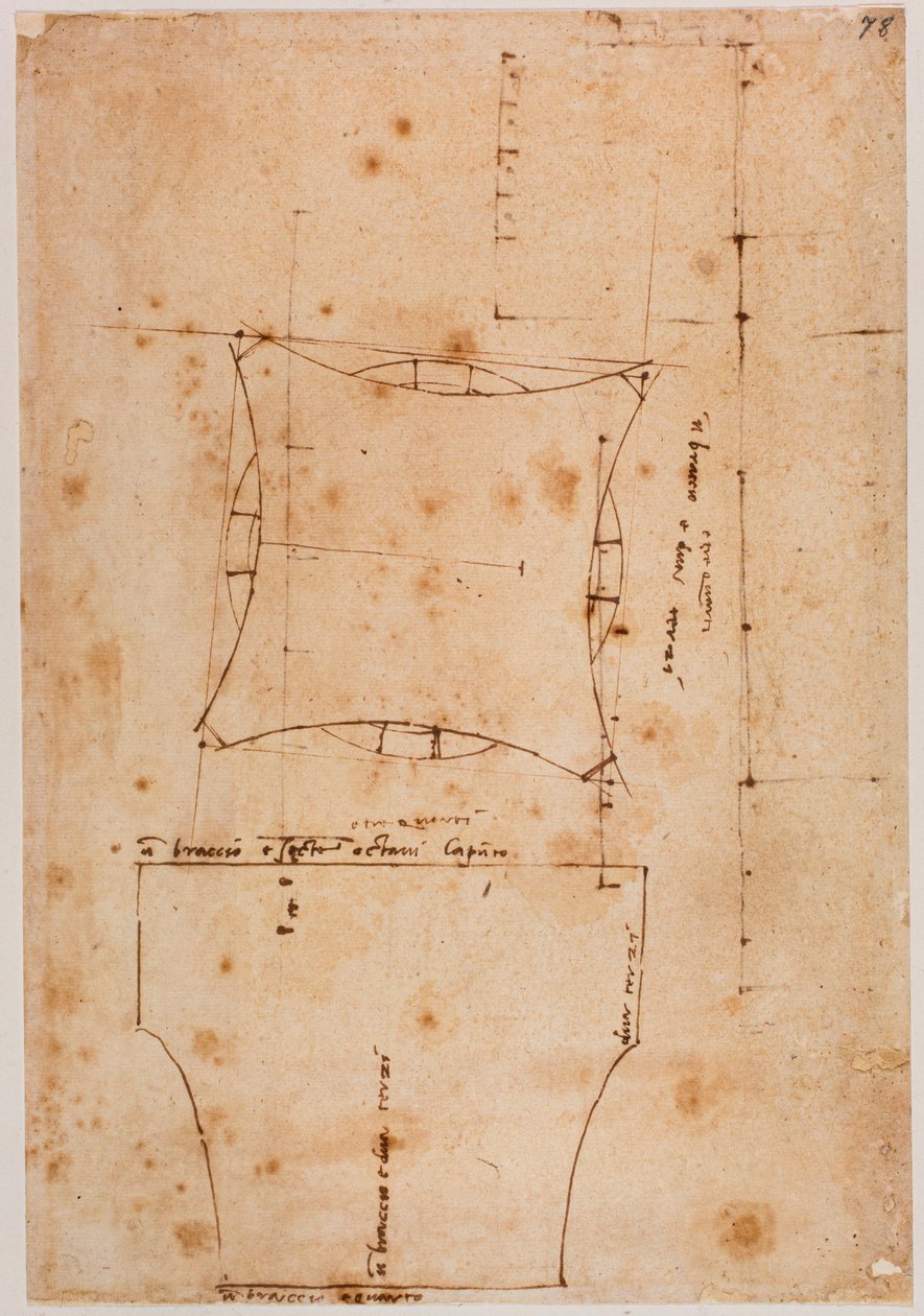Pianta e alzata di capitello, XVI secolo von Michelangelo (after) Buonarroti