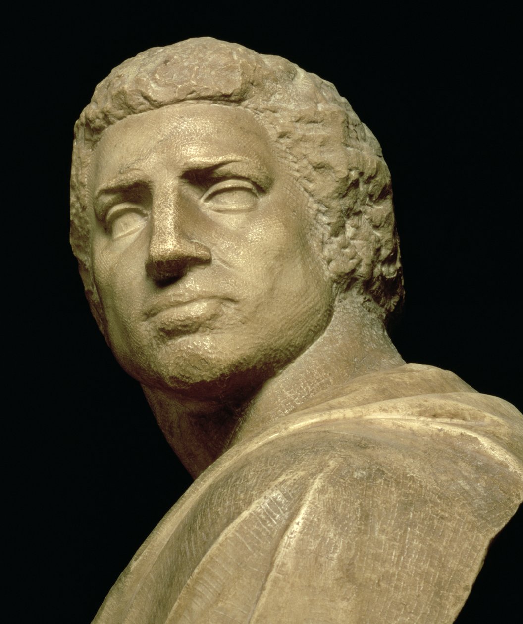 Brutus, Detail des Kopfes aus der Büste von Michelangelo Buonarroti (Detail) von Michelangelo Buonarroti