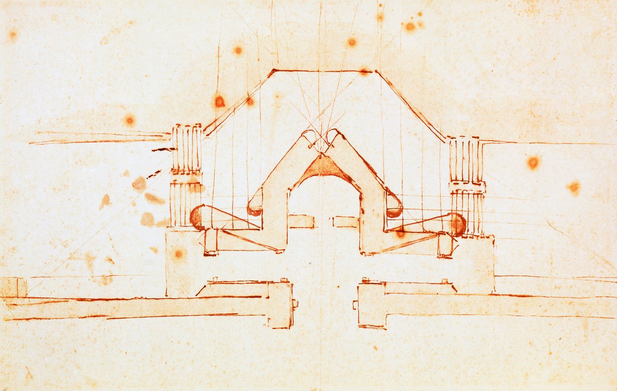 Zeichnung der Befestigungen für Florenz, Entwurf von Michelangelo Buonarroti, Italien von Michelangelo Buonarroti