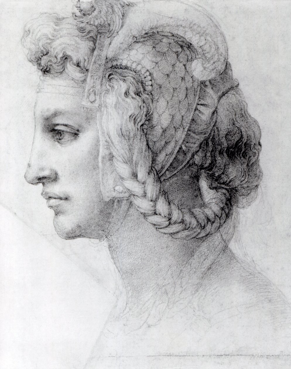 Idealkopf einer Frau, ca. 1525-28 von Michelangelo Buonarroti