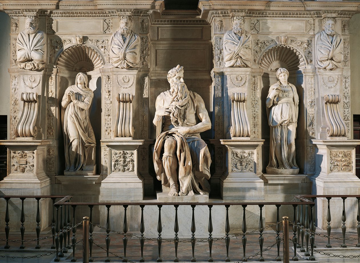 Italien, Rom, Basilika St. Peter, Rachel, Moses und Lea, Detail vom Grabmal Julius II., ca. 1515, von Michelangelo (1475-1564) von Michelangelo Buonarroti